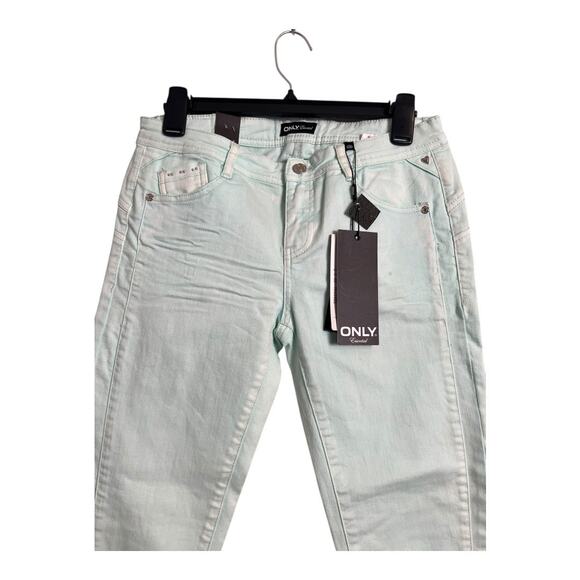 NWT Only Low Rise Jegging Distressed Turquoise denim Second Skin 29 - Picture 6 of 10